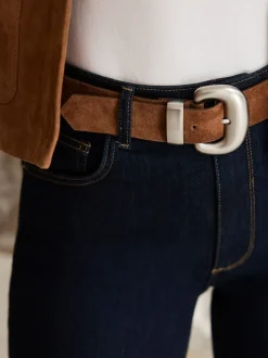 Mint Velvet Brown Suede Statement Buckle Belt