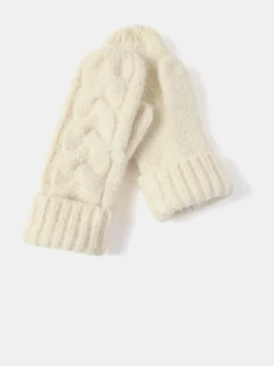 Mint Velvet Cream Cream Cable Knit Mittens