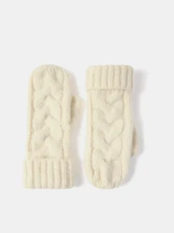 Mint Velvet Cream Cream Cable Knit Mittens
