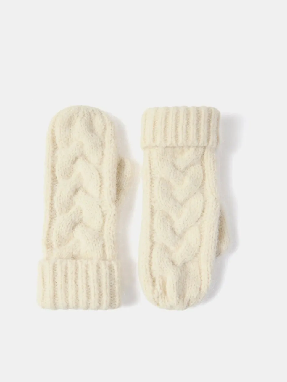 Mint Velvet Cream Cream Cable Knit Mittens