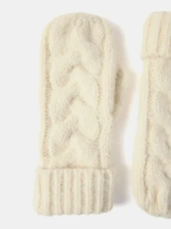 Mint Velvet Cream Cream Cable Knit Mittens