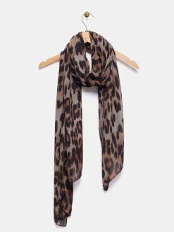 Mint Velvet Cream Leopard Print Scarf