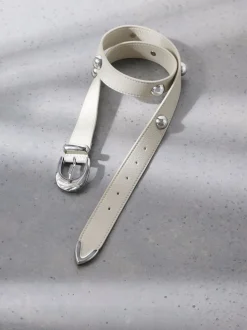 Mint Velvet Cream Statement Leather Belt