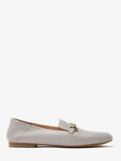 Mint Velvet Stone Cream Leather Camille Loafers