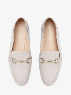 Mint Velvet Stone Cream Leather Camille Loafers
