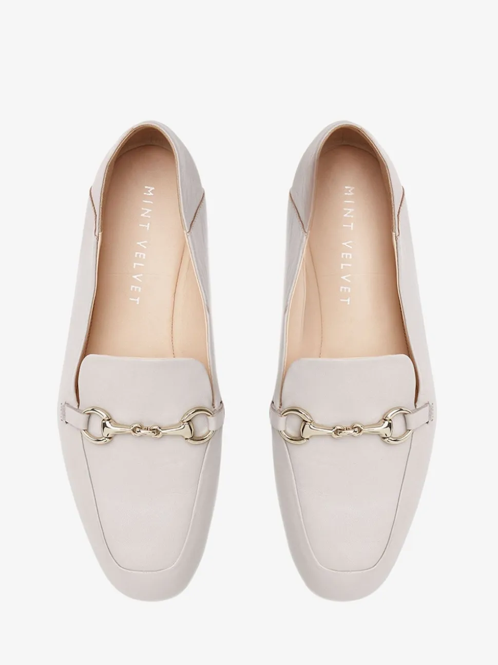 Mint Velvet Stone Cream Leather Camille Loafers
