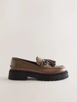 Mocha Brown Forever Comfort Chunky Platform Tassel Loafers
