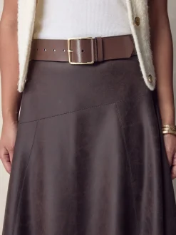 Mocha Brown N. Premium Made In Italy Wide Leather Belt