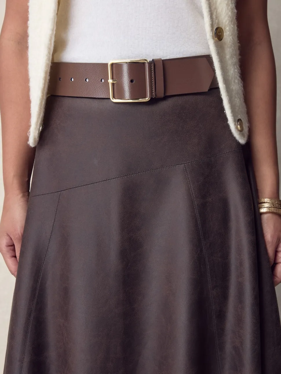 Mocha Brown N. Premium Made In Italy Wide Leather Belt