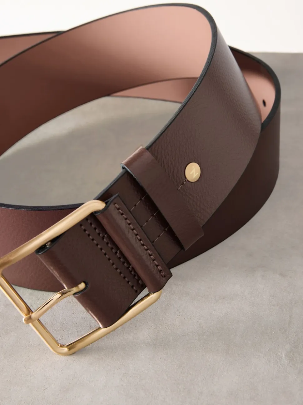 Mocha Brown N. Premium Made In Italy Wide Leather Belt