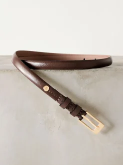 Mocha Brown N. Premium Skinny Made In Italy Leather Belt