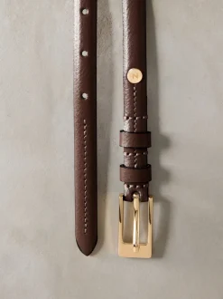Mocha Brown N. Premium Skinny Made In Italy Leather Belt