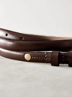 Mocha Brown N. Premium Skinny Made In Italy Leather Belt