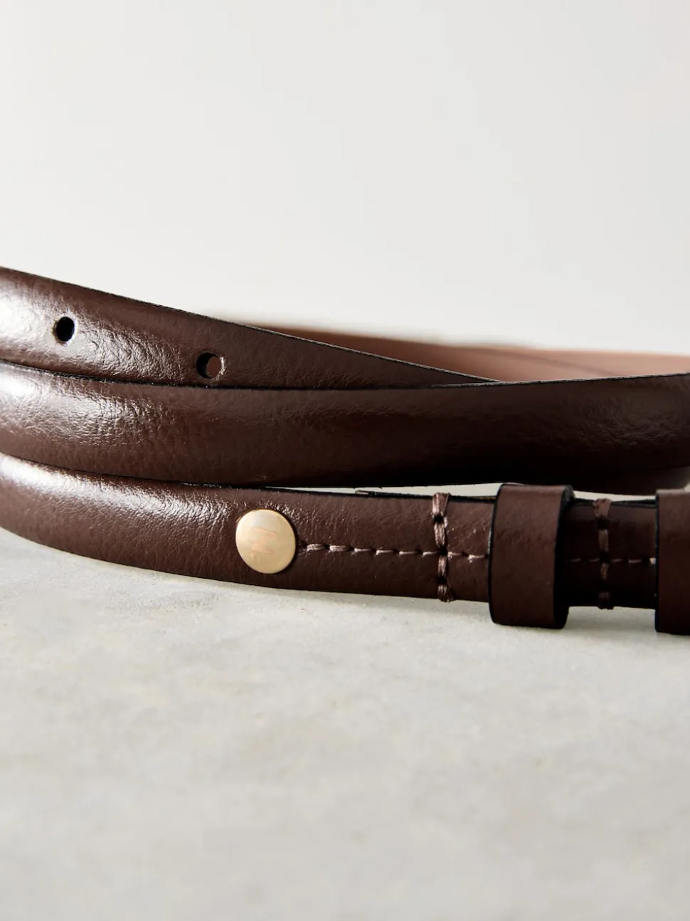 Mocha Brown N. Premium Skinny Made In Italy Leather Belt