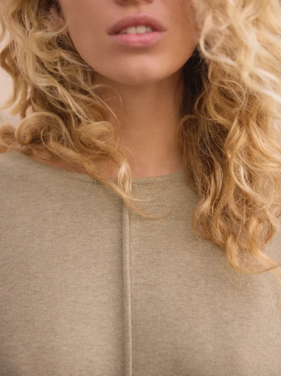 Mocha Brown Soft Brushed Finish Slouch Neck Longsleeve Sweatshirt