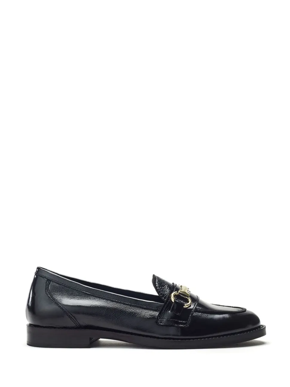 Moda in Pelle Black Elarra Flat Loafers With Snaffle Trim