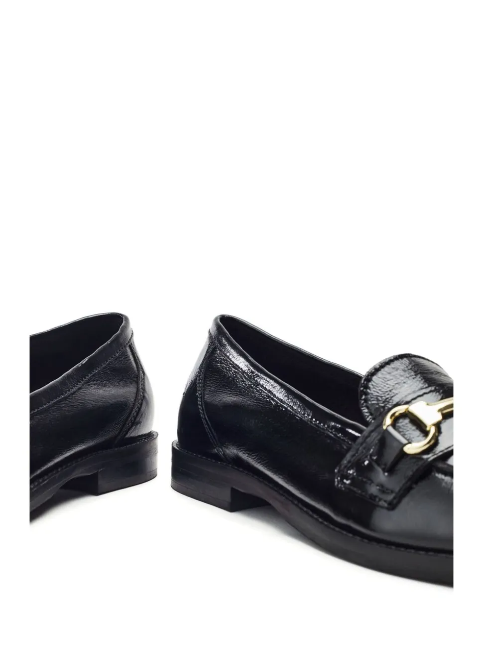 Moda in Pelle Black Elarra Flat Loafers With Snaffle Trim