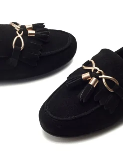 Moda in Pelle Black Essana Chain And Tassel Detail Moccasins