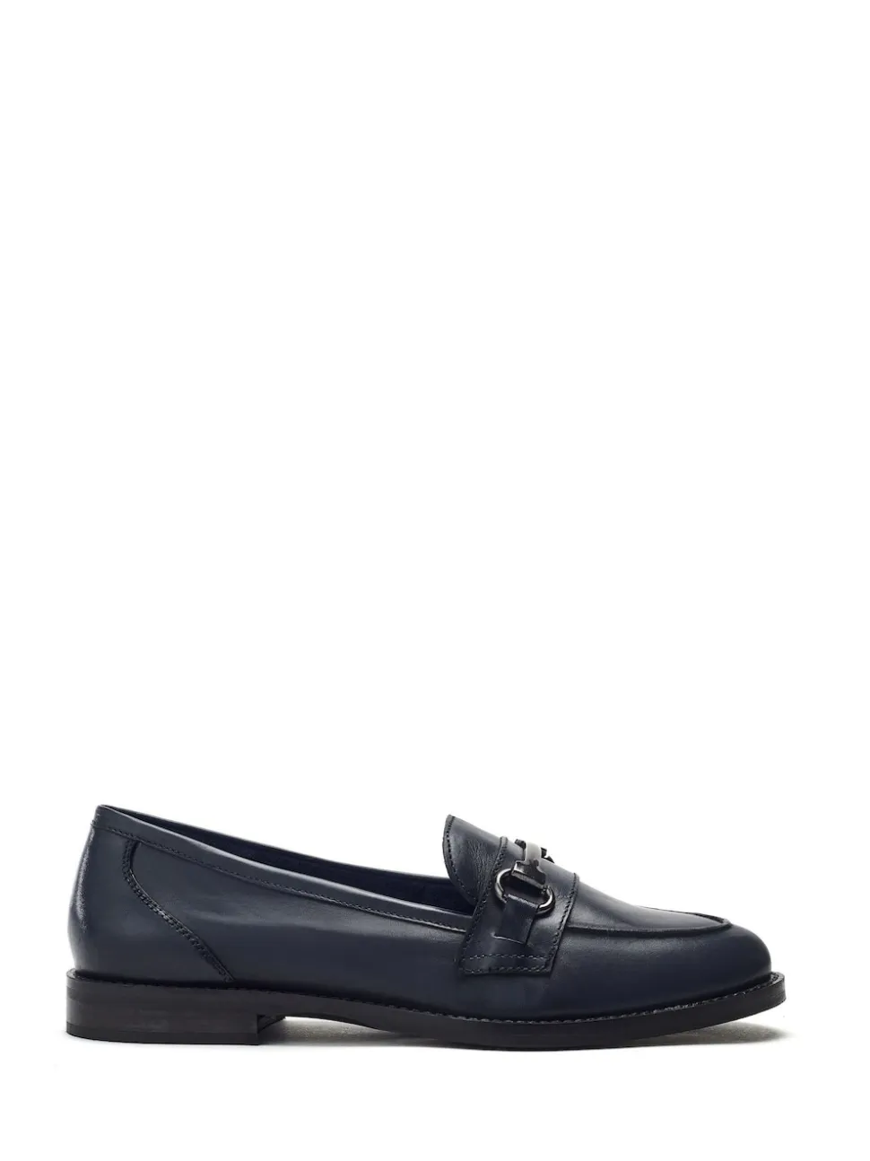 Moda in Pelle Blue Elarra Flat Loafers With Snaffle Trim