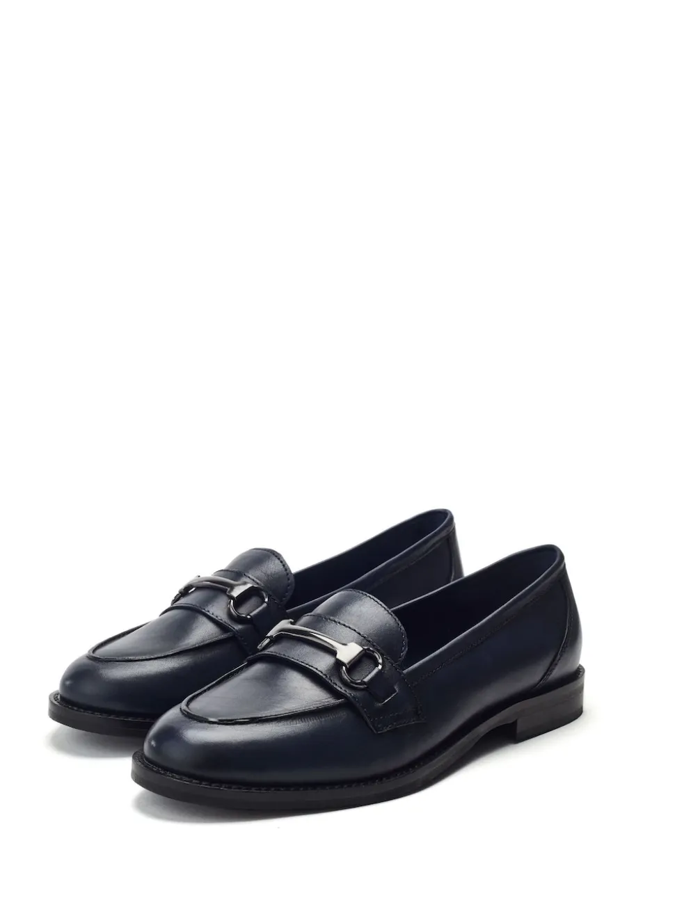 Moda in Pelle Blue Elarra Flat Loafers With Snaffle Trim
