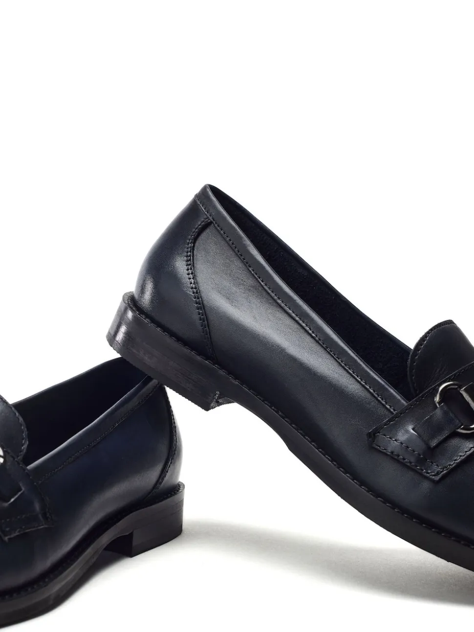 Moda in Pelle Blue Elarra Flat Loafers With Snaffle Trim