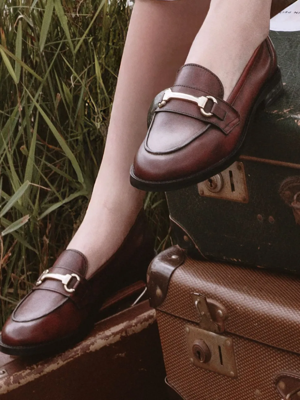 Moda in Pelle Brown Elarra Flat Loafers With Snaffle Trim