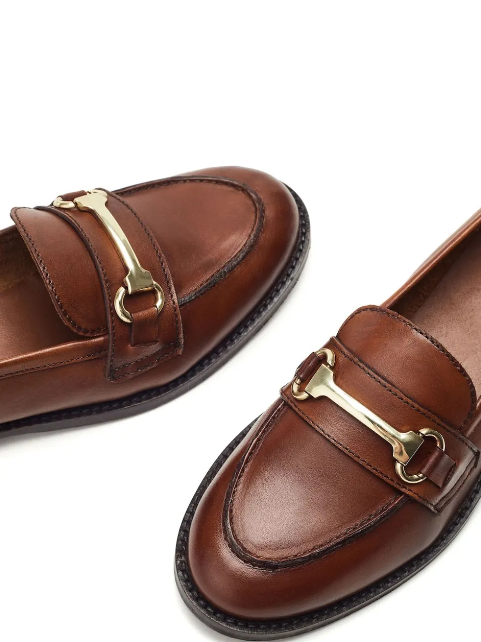 Moda in Pelle Brown Elarra Flat Loafers With Snaffle Trim