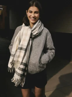 Monochrome Check Midweight Scarf
