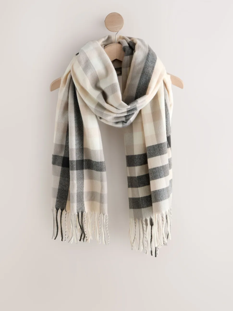 Monochrome Check Midweight Scarf