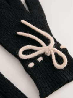 Monochrome 3D Bows Knitted Gloves 1 Pack