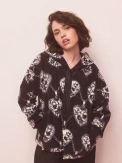 Monochrome Half Zip Fleece Hoodie