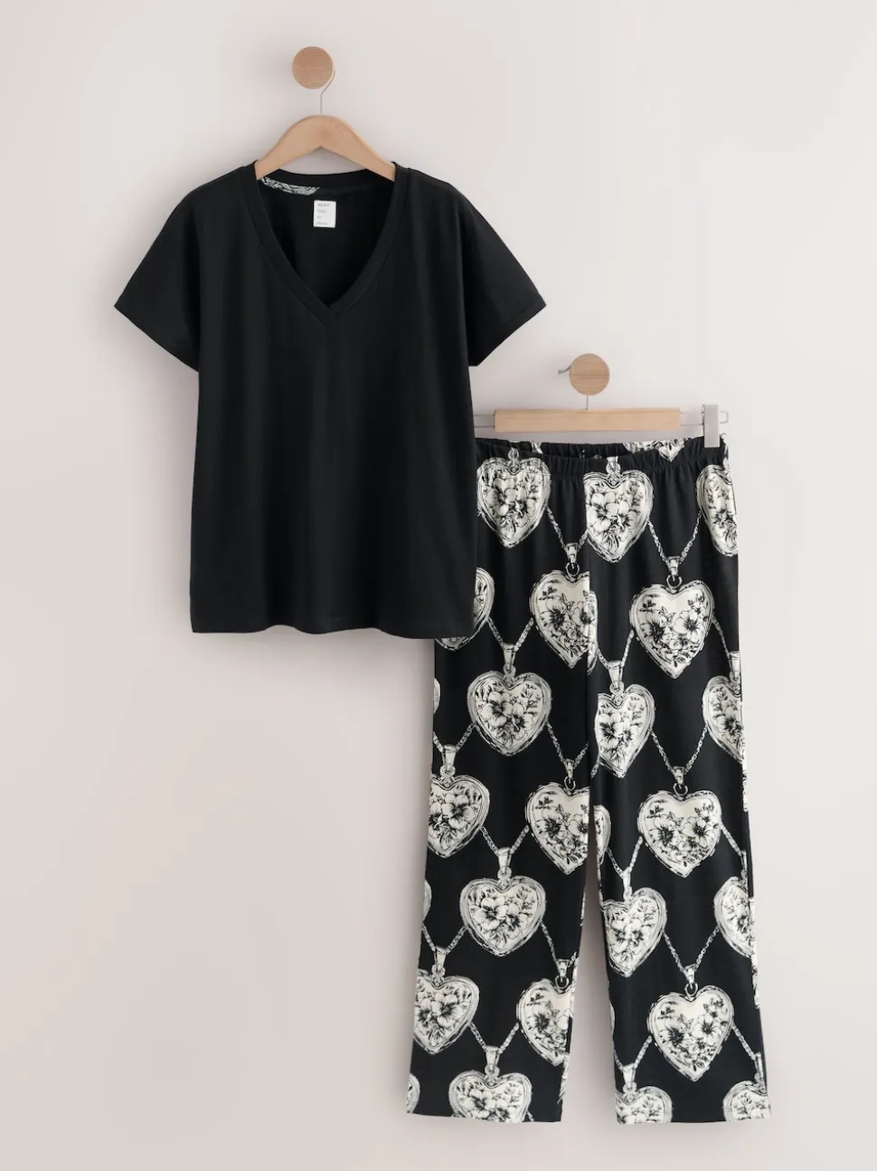 Monochrome Heart Short Sleeve Pyjamas