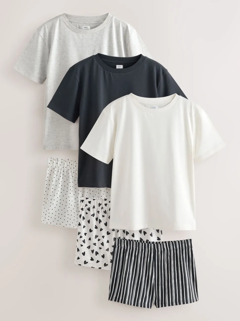 Monochrome Short Set Pyjamas 3 Pack