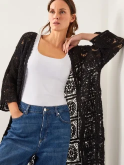 Monsoon Black Cara Crochet Beach Cover-Up