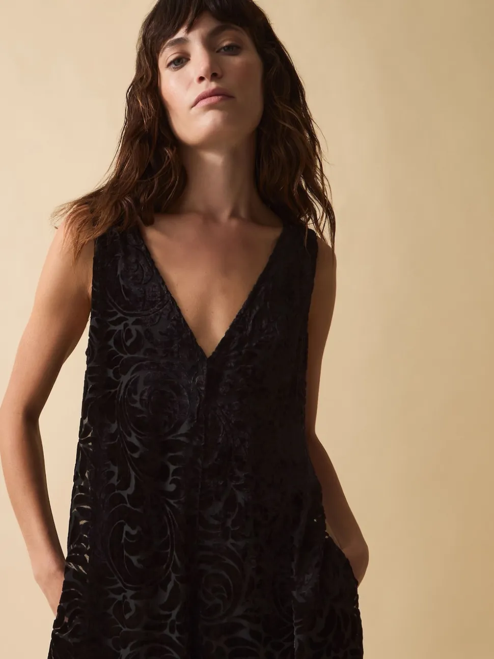 Monsoon Black Clemence Gigi Velvet Burnout Palazzo Jumpsuit