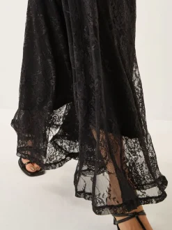 Monsoon Black Luna Lace Maxi Skirt