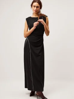 Monsoon Black Tansy Sparkle Trim Jersey Maxi Dress