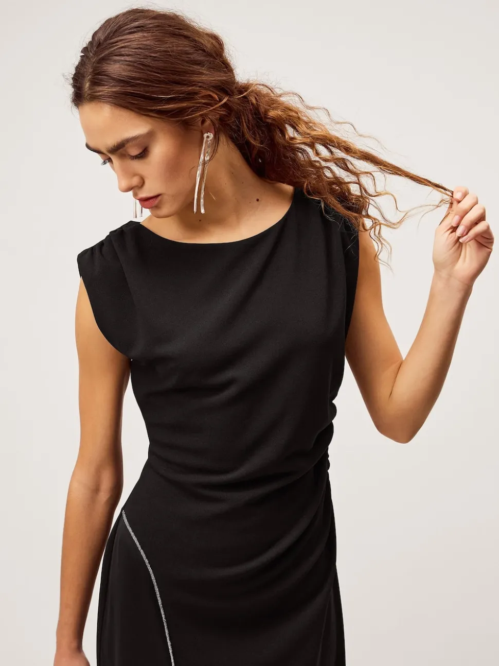 Monsoon Black Tansy Sparkle Trim Jersey Maxi Dress