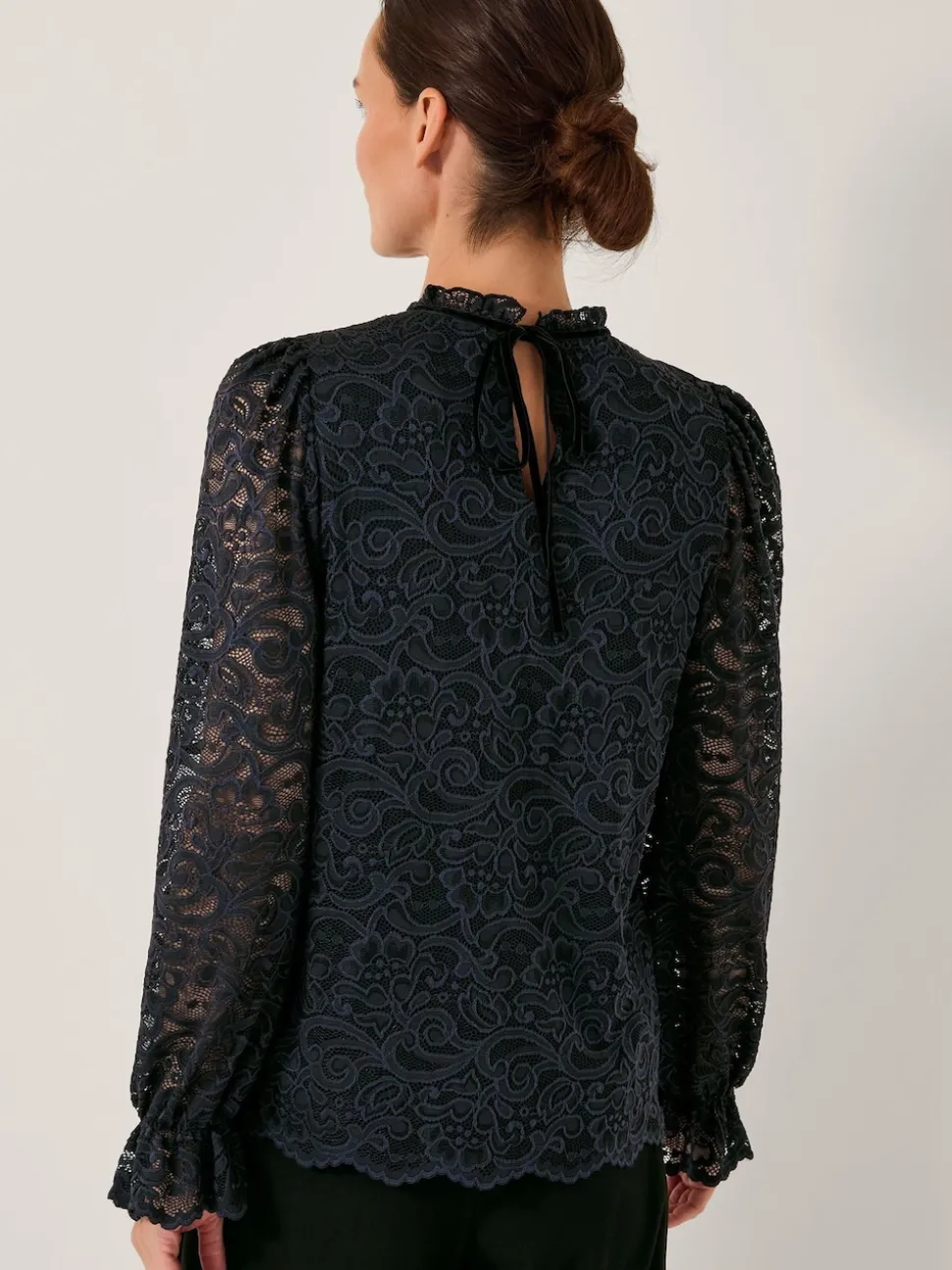 Monsoon Blue Larna Lace Long Sleeve Blouse