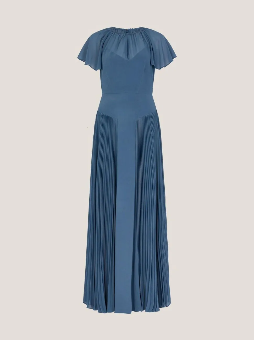 Monsoon Blue Madison Flutter Sleeve Pleated Bridesmaid Dress