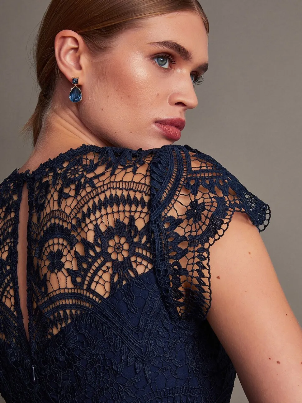 Monsoon Blue Monica Lace Midi Dress
