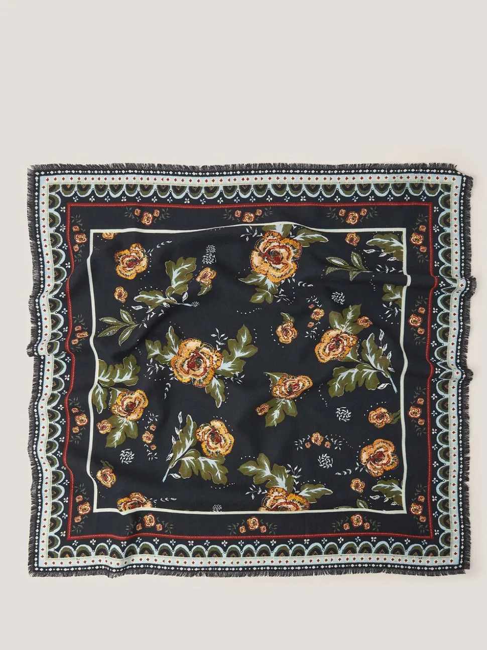Monsoon Blue Rosalie Square Floral Print Scarf