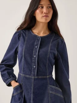 Monsoon Blue Vivian Button Denim Midi Dress