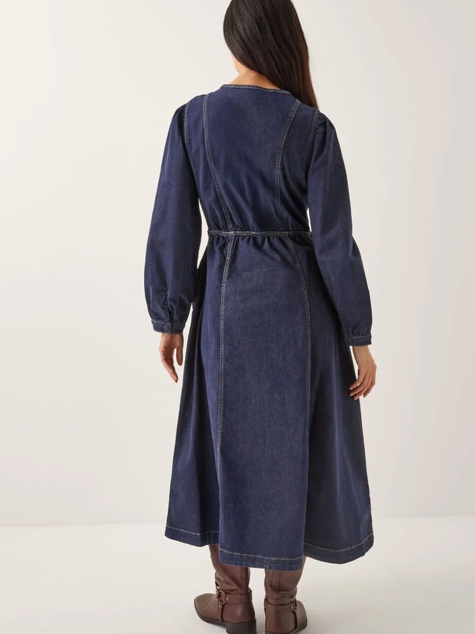 Monsoon Blue Vivian Button Denim Midi Dress