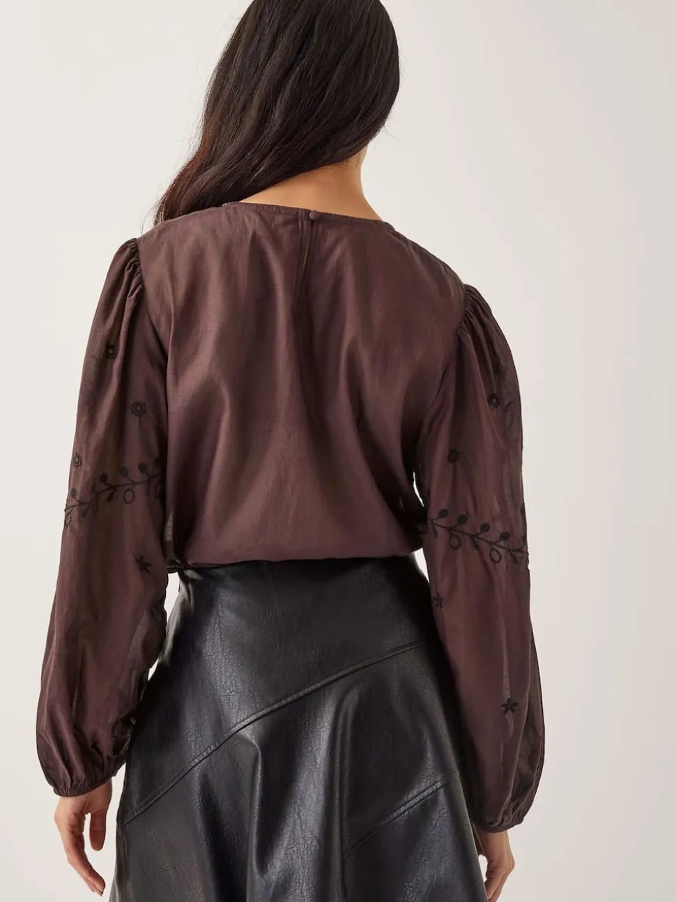 Monsoon Brown Isabelle Floral Embellished Top