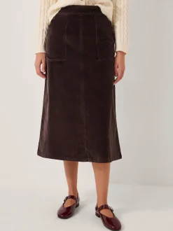 Monsoon Brown Malika Corduroy Midi Skirt
