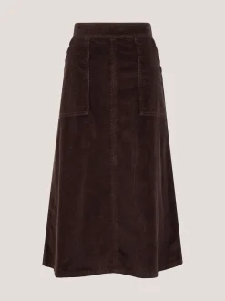 Monsoon Brown Malika Corduroy Midi Skirt