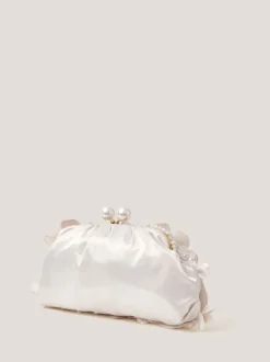 Monsoon Cream Suvi Flower Embellished Clutch Bag