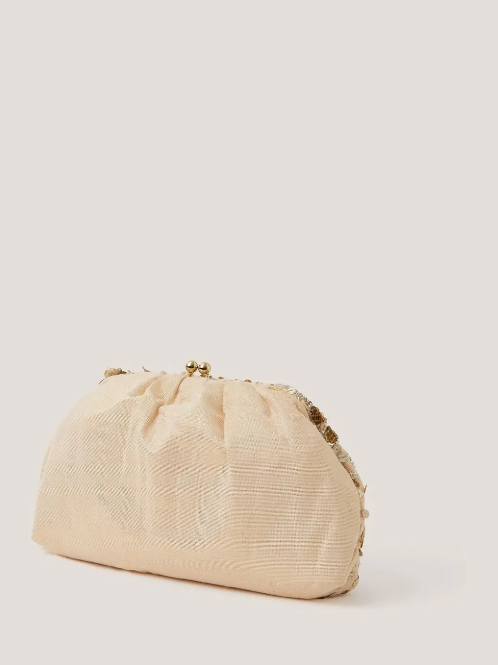 Monsoon Gold Bloom Floral Embellished Clutch Bag