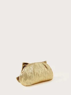 Monsoon Gold Tone Oversized Bow Metallic Bag